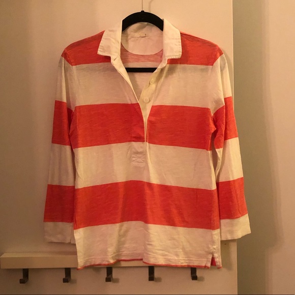 J. Crew Tops - JCrew lightweight 3/4 sleeve striped polo!